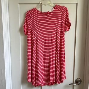 Peach Love California Coral and White Stripe Dress